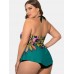 Plus Size Halter Printed Tops With Shorts Swimdress