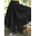 Women Solid Color Back Knotted Side Button Loose Flare Pants With Pocket