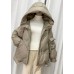 Elegant Beige Hooded drawstring Duck Down Jacket Winter