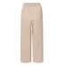 Women 100  Cotton Side Pockets Solid Color Elastic Waist Ankle Length Casual Pants