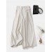 Wide Leg Solid Pants With Pocket For Women