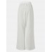 Women Solid Color Relaxed Fit Plain Drawstring Flare Leg Pants