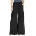 Women Solid Color Elastic Waist Loose Wide Leg Pants With Pocket