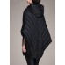 Simple Black Cloak Sleeves zippered Warm Winter Duck Down Coat