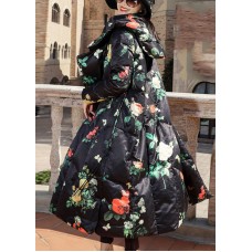 Fashion Elegant Print Oriental Winter Long Puffer Jackets Duck Down Coat