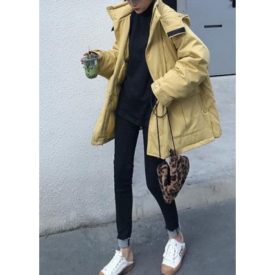 2019 plus size warm winter coat side open winter coats yellow hooded women parkas