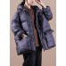 women plus size down jacket black hooded pockets goose Down coat