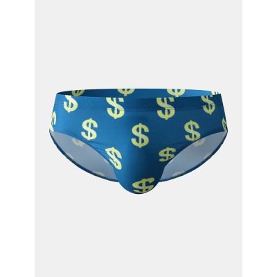 Mens Dollar Pattern Print Swimming Trunks