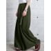 Women Side Zipper Solid Color Casual Wide Leg Pants With Pocket