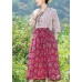 Women rose floral Cotton quilting dresses v neck Art summer Dresses