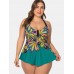 Plus Size Halter Printed Tops With Shorts Swimdress